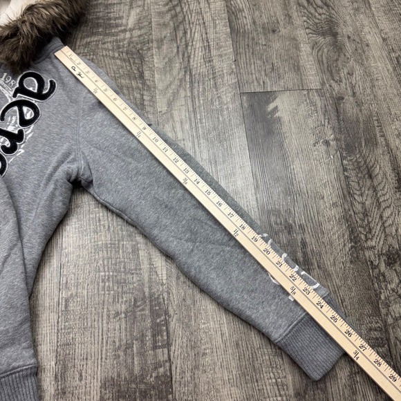 Y2K Aeropostale Grunge Faux Fur Thermal Lined Zip Up Hoodie Sz L - Picture 4 of 12